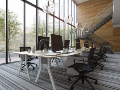 Interior modern open space office 