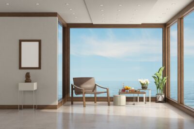 modern living room of a villa by the sea